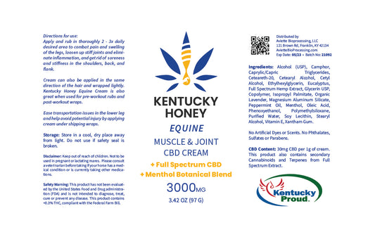 Kentucky Honey Equine Muscle & Joint CBD Cream